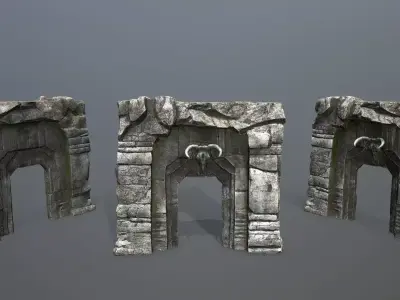 old gate Low-poly 3D model 4