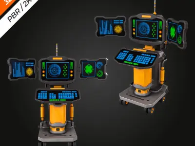 SCI-FI PC Monitor Low-poly 3D model