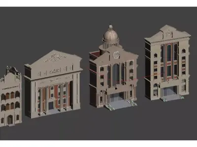 European classical and neoclassical style architecture 3D model