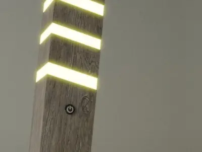 Modern wooden LED lamp 3D model