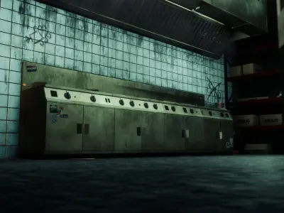 Nova Space Burgers-Cyberpunk Abandoned Restaurant-Bar Low-poly 3D model