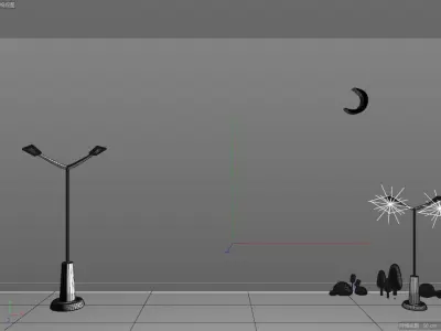 cartoon night scene 3D model