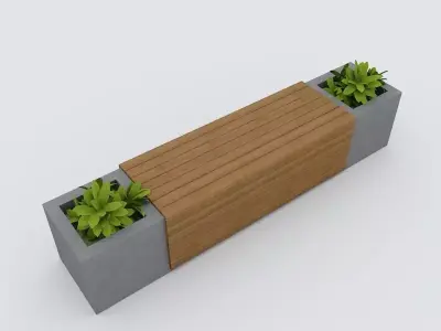 Modern Bench Street and Garden 6 3D model