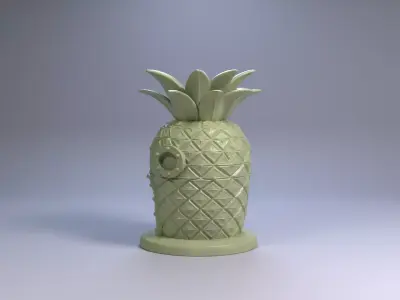 Pineapple House Pen Holder Tropical Desk Organizer STL File 3D 3D print model