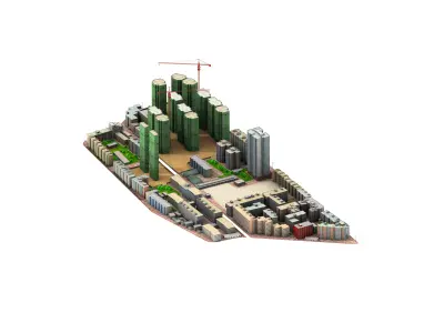 City bolck Low-poly 3D model