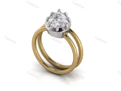 Double Band Pear-Cut Diamond Ring 3D Model 3D print model