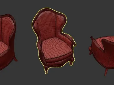 Chair pair of armchairs 3D model
