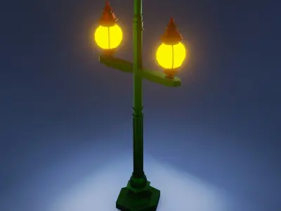 Low Poly Street Lamp 3D Model Free low-poly 3D model
