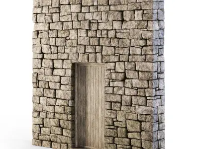 Forge Stone Wall with Door 3D model