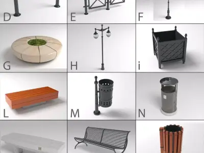 Echise Bruno - Street Furniture pack 3D model