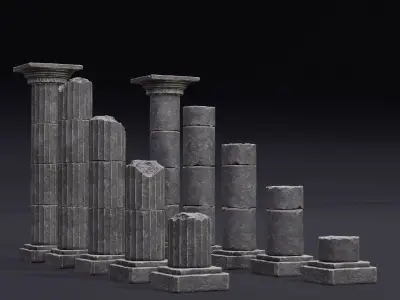 Modular Columns Low-poly 3D model