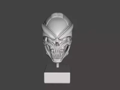 Biomechanical Skull Bust  Sci-Fi 3D Printable Sculpture 3D print model