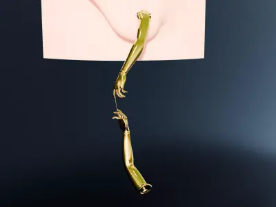  separating hands gold earring  3D print model