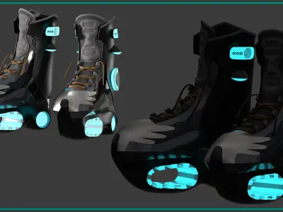female SCI-FI shoess with texture and smart material 3D model