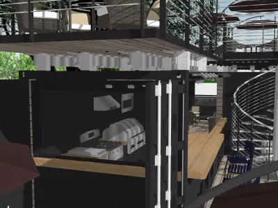Modular Container Cafe Outdoor Coffee Shop Building 3D model