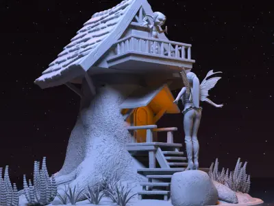 FAIRY AND DWARF DIORAMA 3D print model