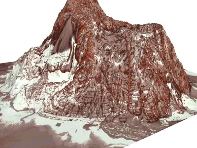 Red Snow ICE Mountain Canyon Desert Low Poly Terrain Rock 7 Low-poly 3D model