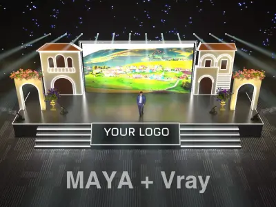 European Village LED Event Stage 3D model