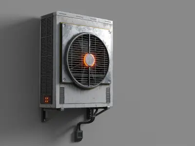 Sci-Fi Cyberpunk Air Conditioners 3 Pack Low-poly 3D model