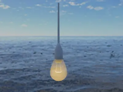 Low poly bulb model light floating in ocean animation Free low-poly 3D model