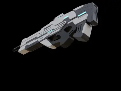 Sci-Fi Gun -Textured - Non destructively modelled 3D model