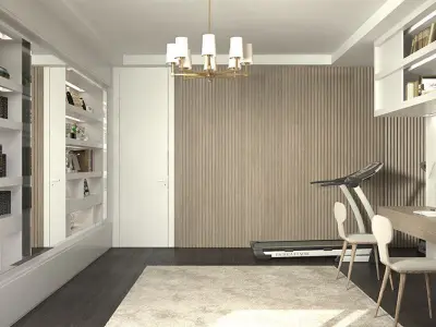 Modern Study Room Interior 3D model