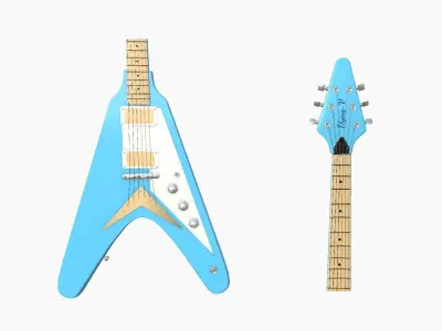 Electric Guitar D03 Light Blue - Music Instrument Design Low-poly 3D model