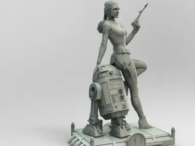Princess Leia and R2D2 3D print model
