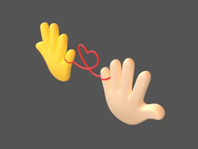 Hand with Red Line Icon v1 034 Low-poly 3D model