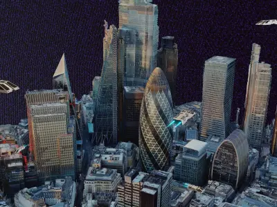 LONDON Cyber City night Low-poly 3D model Low-poly 3D model Low-poly 3D model