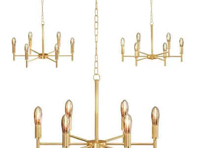 6 Lights Modern Pendant Lighting Golden 3D model
