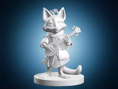 Fox Plays Lute 3D print model