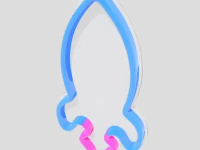 Neon Sign Rocket Low-poly 3D model