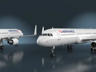  Air France Airbus A321 with Cabin and Cockpit Rigged for Maya 