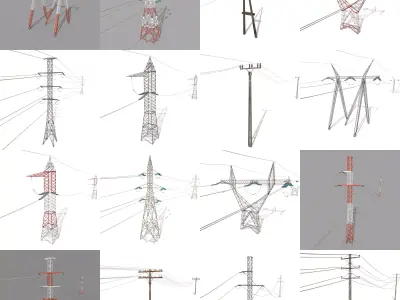 Electricity Pole Pack 3D model