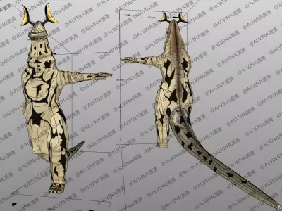 Ultraman kaiju Eleking - DIY Cosplay Pepakura Foam Template Low-poly 3D model