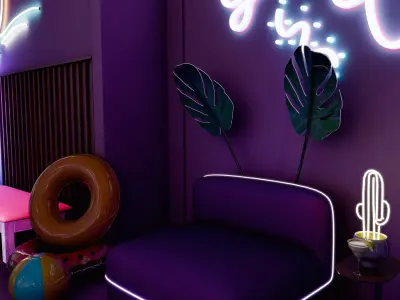 Night Pool Party Blender Scene 3D model