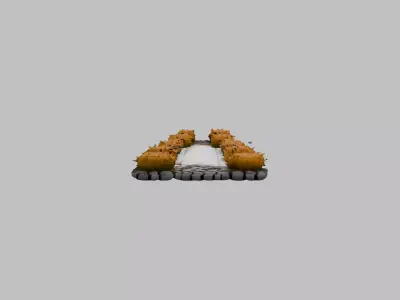 cobbled street section 2 Low-poly 3D model