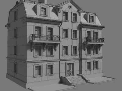 Stylised building Low-poly 3D model