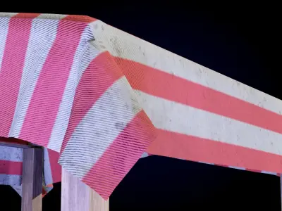 Wooden Market Stand Low-poly 3D model