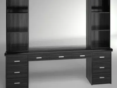 Cabinet desk with bookshelves and drawers Free low-poly 3D model