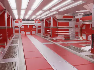 Sleek Sci-fi Corridor 3D model