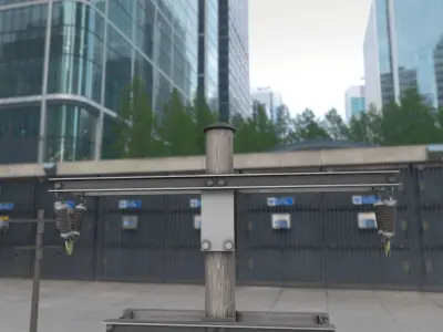 Wooden Electricity Pole without Ladder - Object 024 Low-poly 3D model