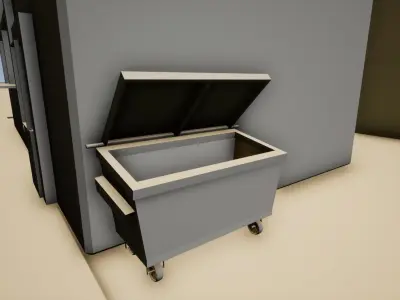 Low poly dumpster trash can on wheels Free low-poly 3D model