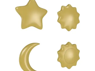 Stars - Sun - Moon Low-poly 3D model