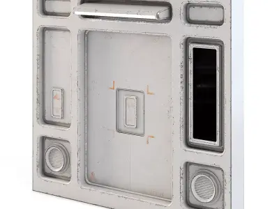 Futuristic Apartment Wall with Door 3D model