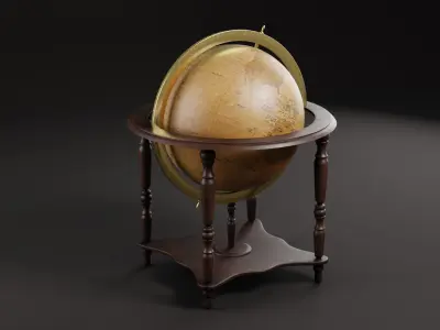 Vintage Floor Globe Low-poly 3D model