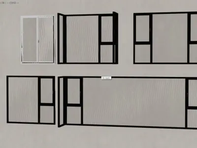 Five aluminum Windows Black and white   3D model