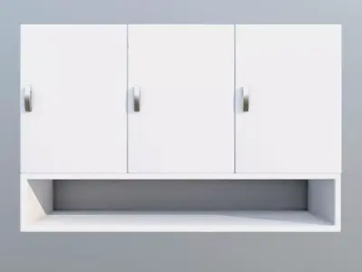 Modern Wall Mounted Storage Cabinet with Openable Doors Low-poly 3D model