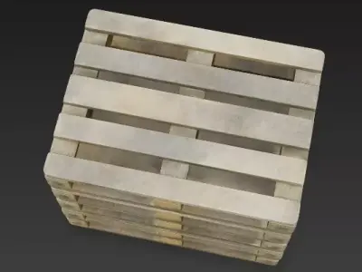 Weathered Wooden Shipping Pallet Stack 3D Model Low-poly 3D model